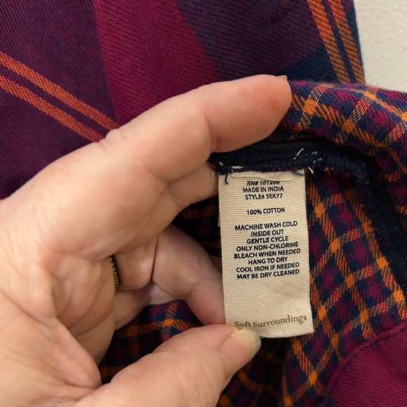 Soft Surroundings Ellesmore Plaid Henley Flannel Shirt Womens Size 2X - Picture 8 of 9